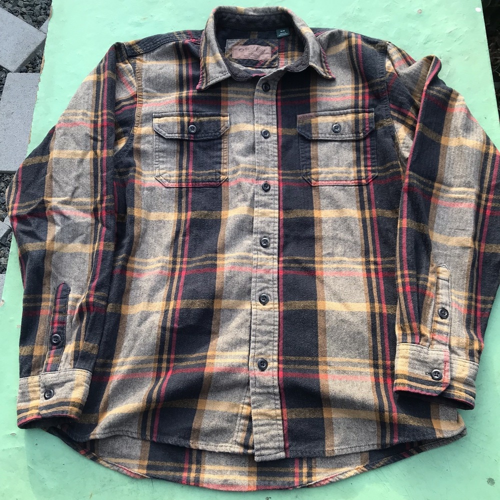 Orvis Plaid Flannel Shirt Jacket Shacket Button Up Cotton Dual Pockets Men's M